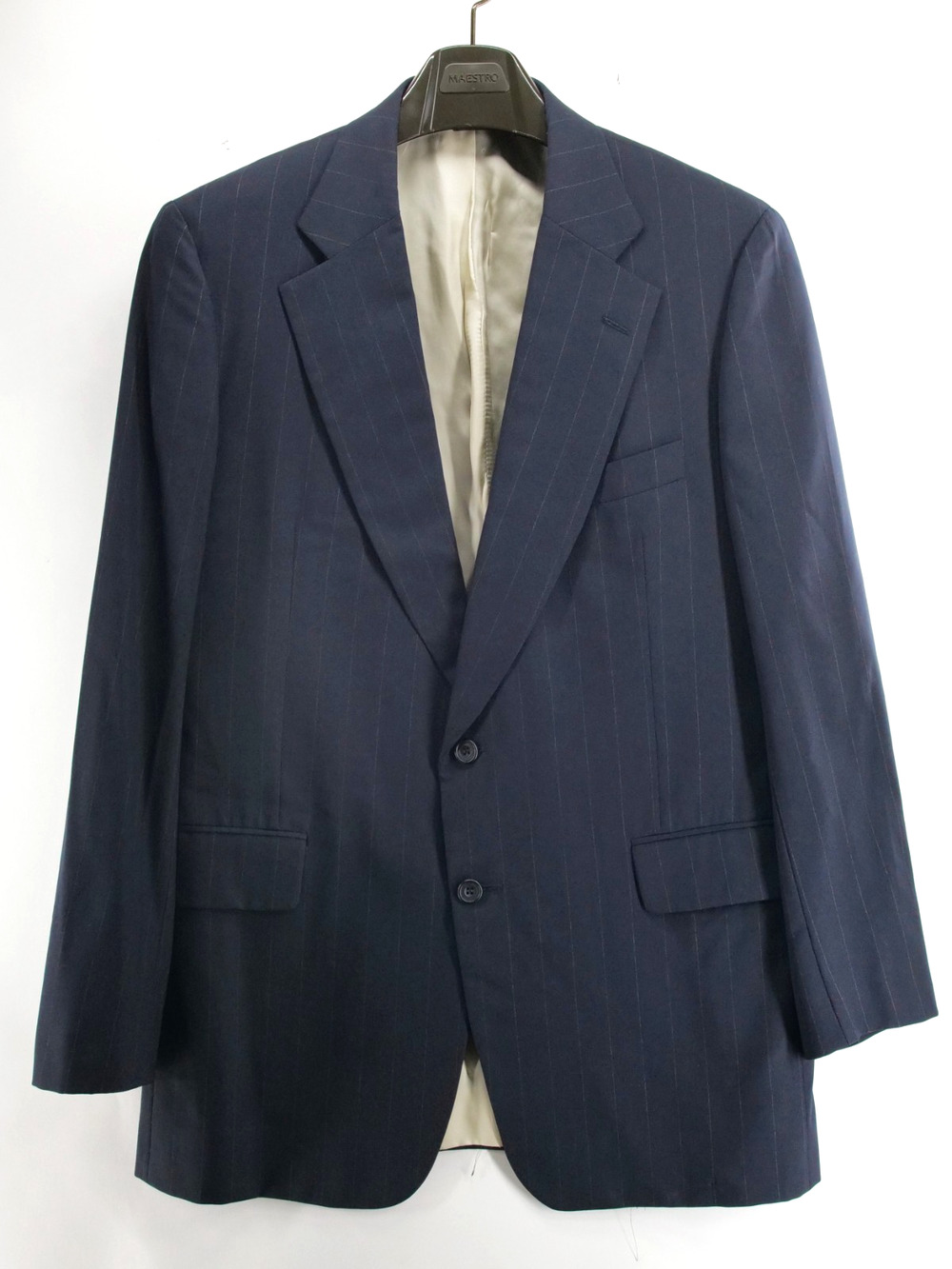Vintage Paul Stuart Mens 42L Blue Pinstripe Blazer Wool